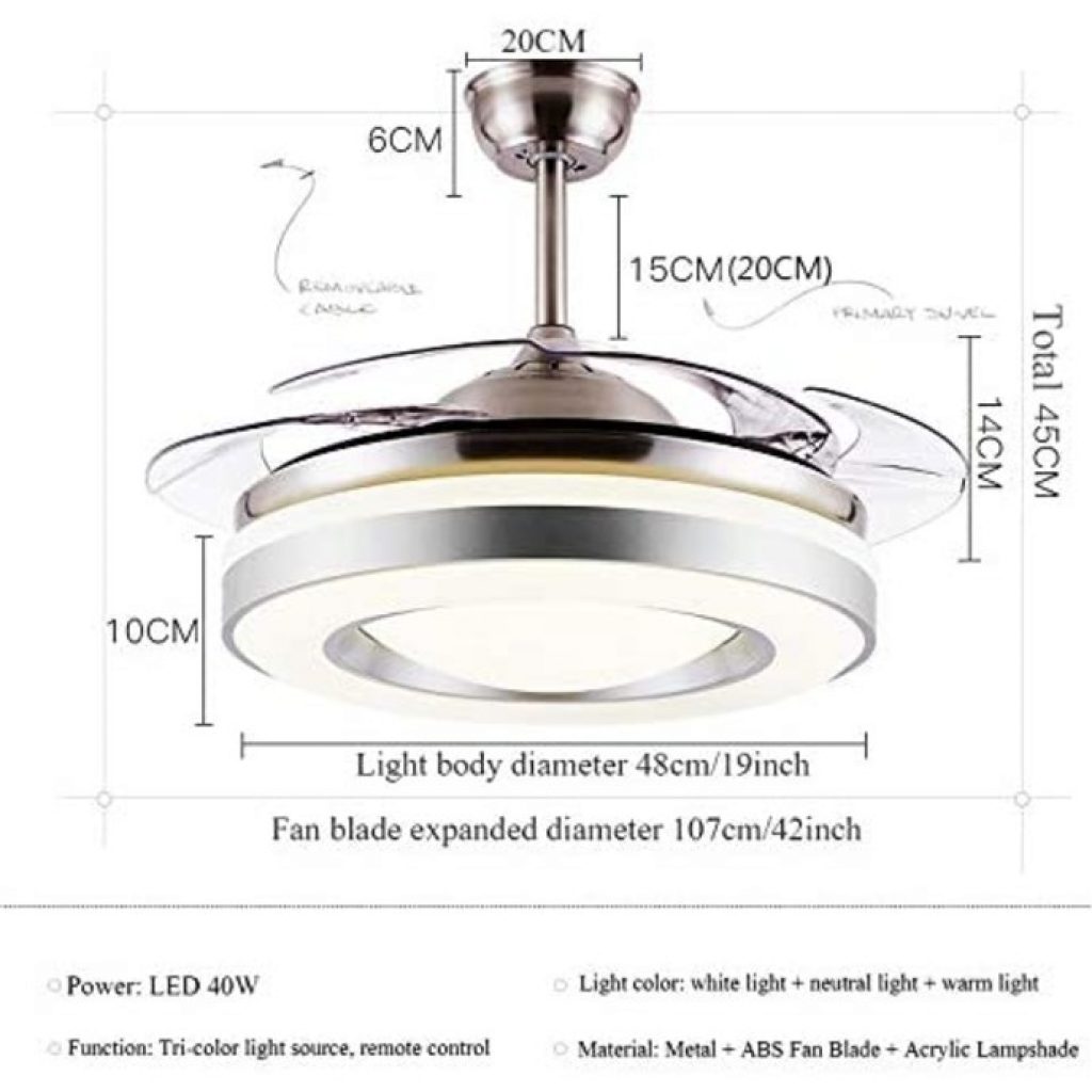 BANBAN Fandelier Modern Ceiling Fan dimensions