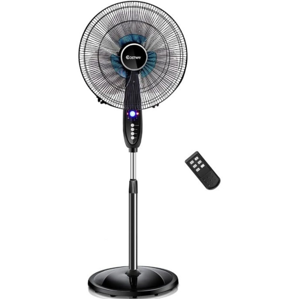 COSTWAY Pedestal Fan, 16-Inch Adjustable Height Fan