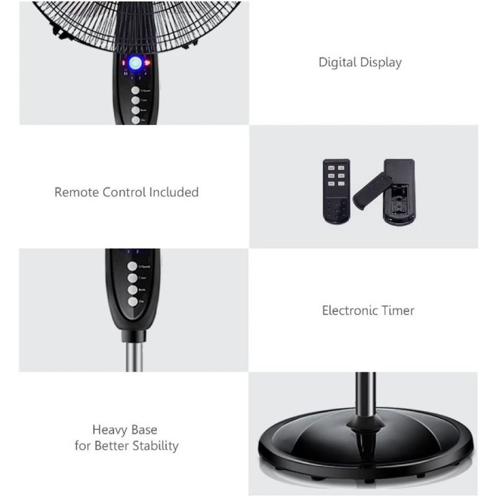 COSTWAY Pedestal Fan, 16-Inch Adjustable Height Fan details