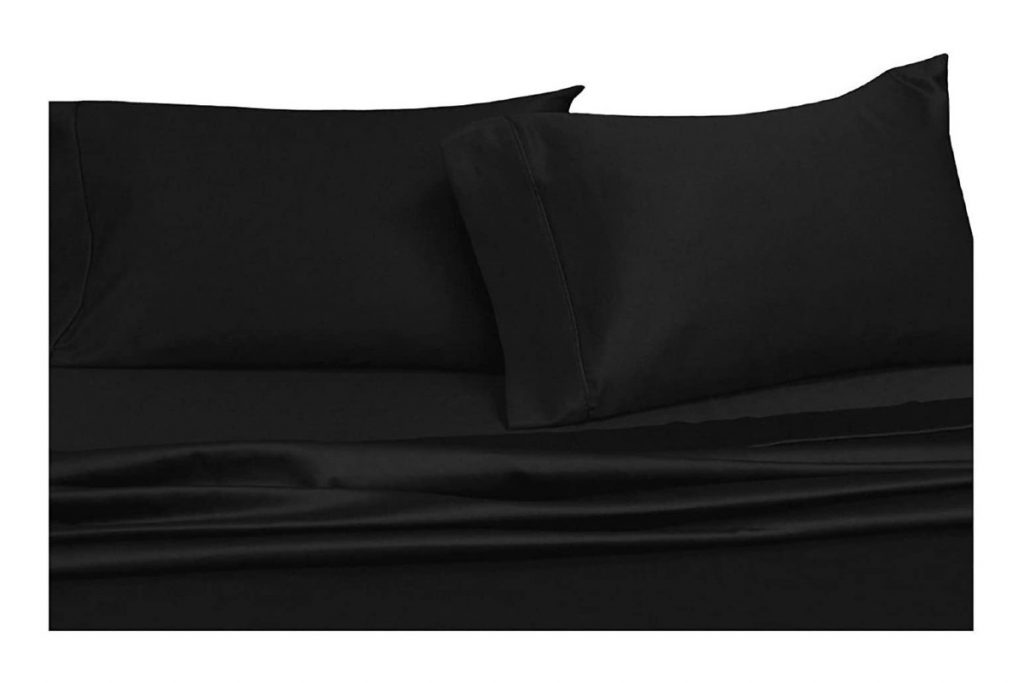 Royal Hotel Split-King: Adjustable King Bed Sheets 5PC Solid Black