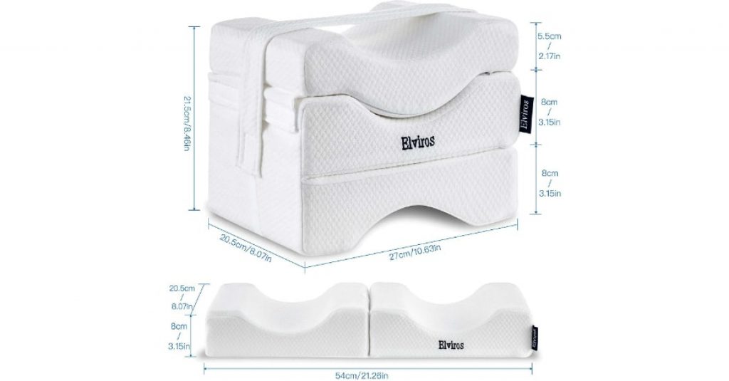 Elviros Knee Pillow for Side Sleepers sizes