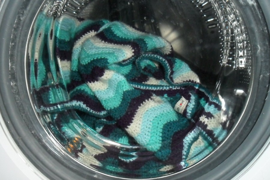 washing machine and crochetblanket